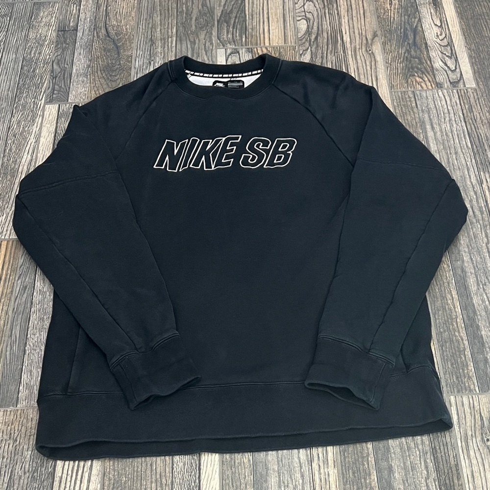 🔥🔥 NIKE SB Skateboard Black Embroidered CREWNECK Sweatshirt Men Size 2XL - EUC